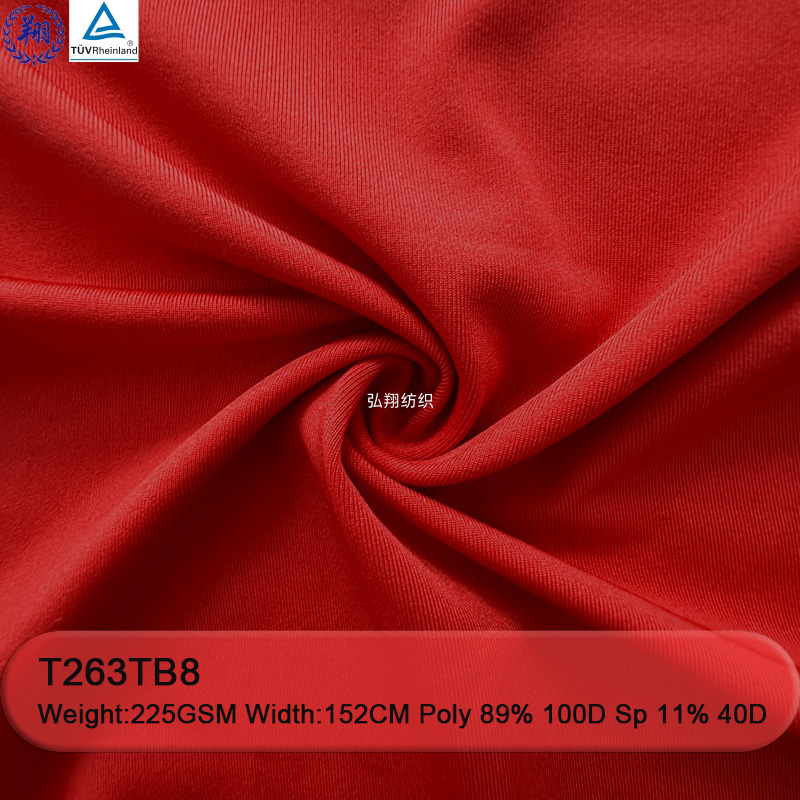 225GSM T263TB8 89% Polyester 11% Spandex Sportswear Fabric