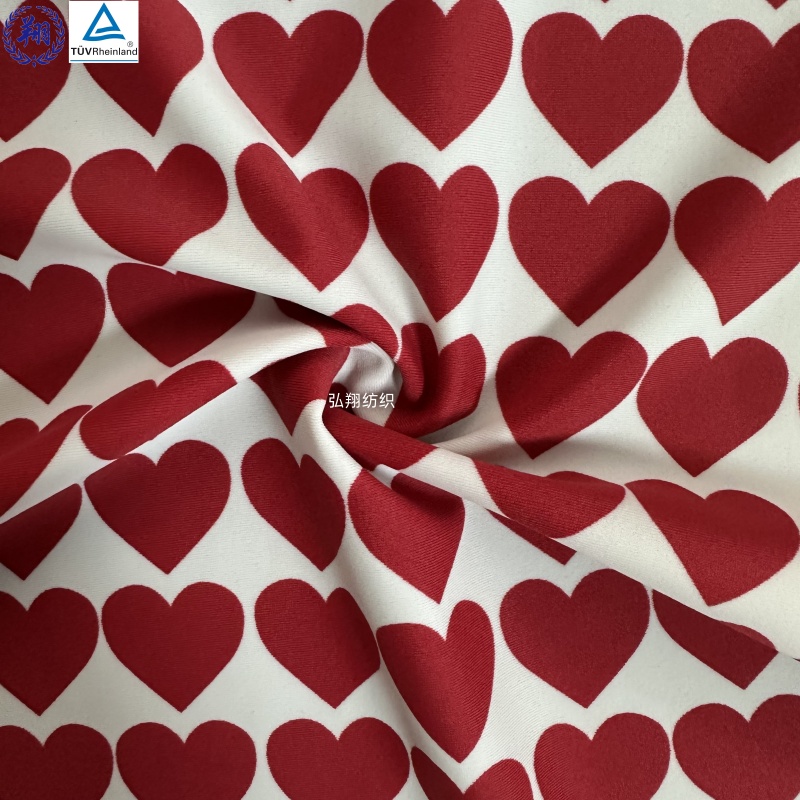 Printing Fabric Heart Design 210GSM N005PW6-A 82% Nylon 18% Spandex Fabric For Dress Bag Swimwear Fabric