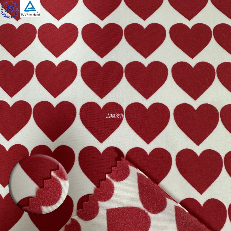 Printing Fabric Heart Design 210GSM N005PW6-A 82% Nylon 18% Spandex Fabric For Dress Bag Swimwear Fabric