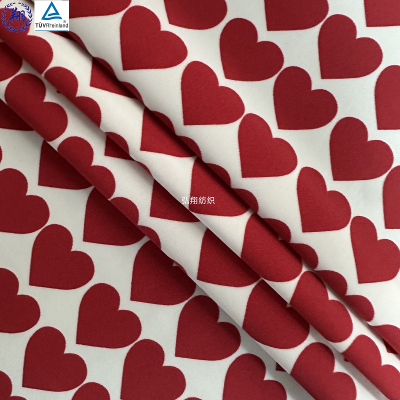 Printing Fabric Heart Design 210GSM N005PW6-A 82% Nylon 18% Spandex Fabric For Dress Bag Swimwear Fabric