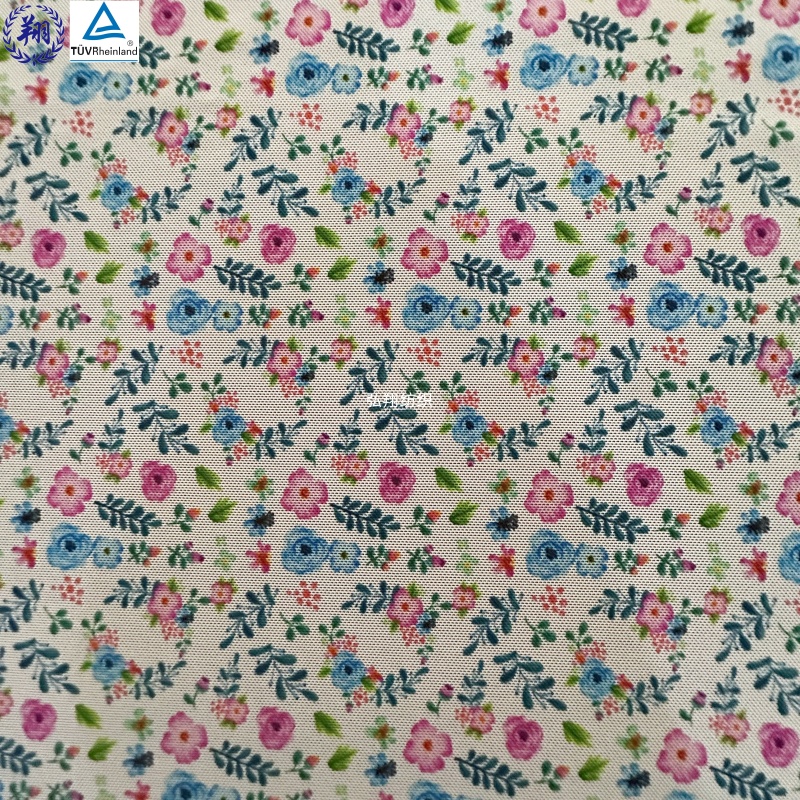 Flower Design Mesh Fabric 90GSM N045PB2-A 95% Nylon 5% Spandex For Underwear Fabric