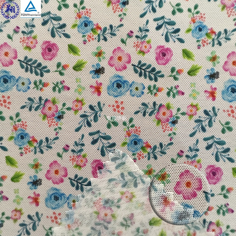 Flower Design Mesh Fabric 90GSM N045PB2-A 95% Nylon 5% Spandex For Underwear Fabric