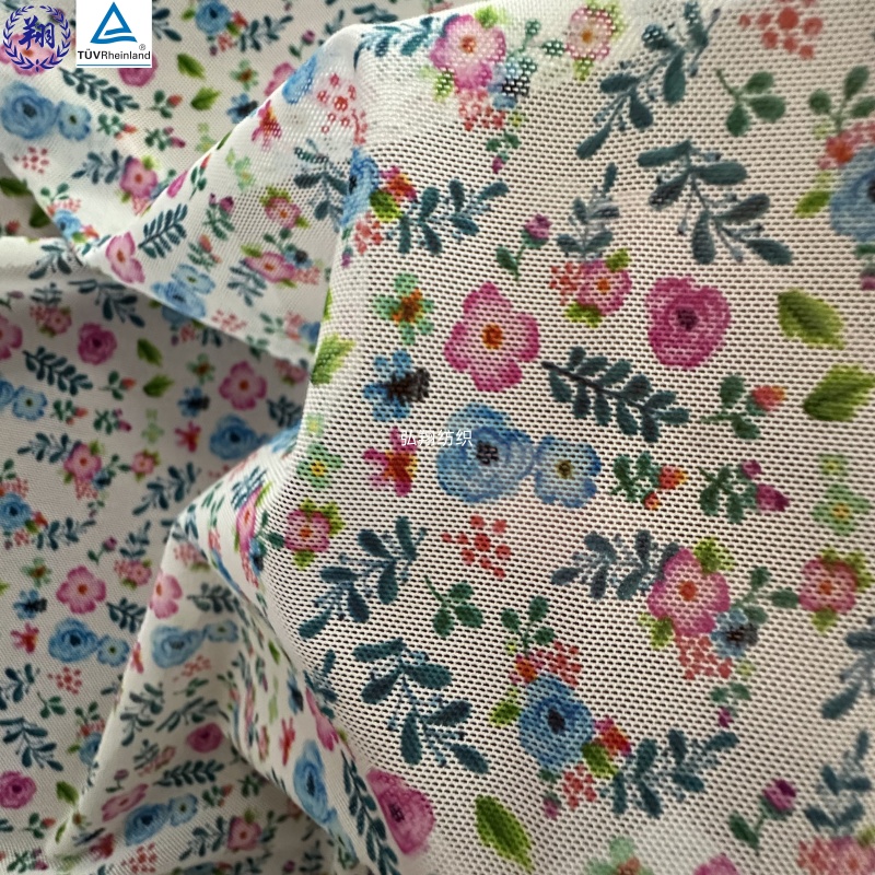 Flower Design Mesh Fabric 90GSM N045PB2-A 95% Nylon 5% Spandex For Underwear Fabric