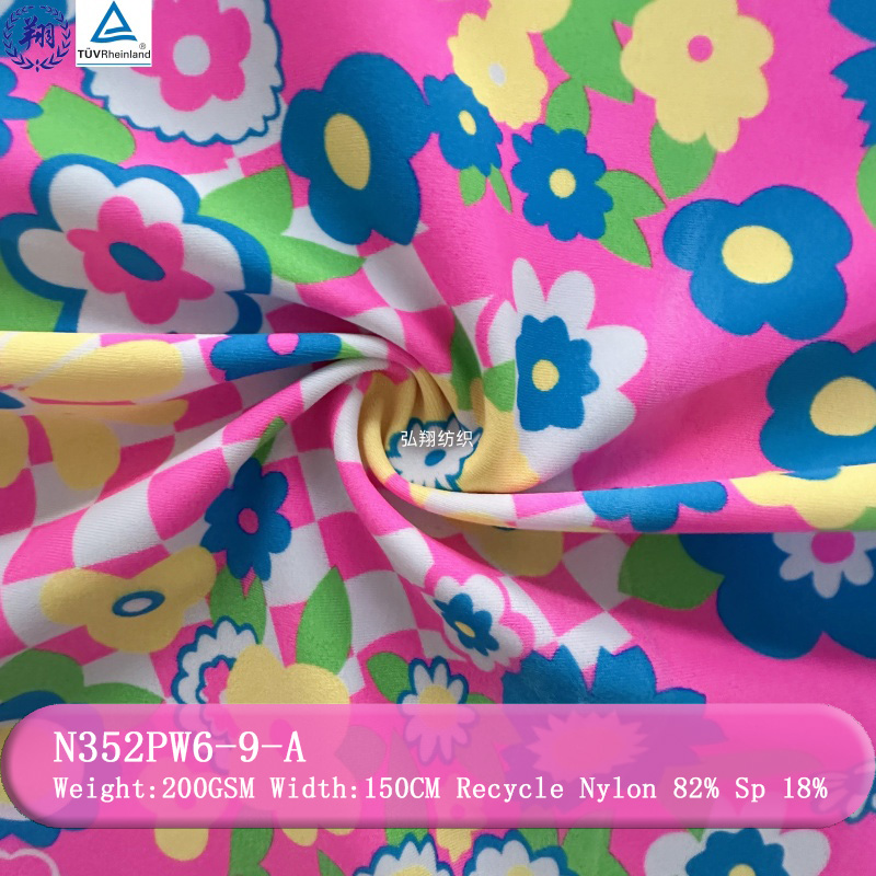 200GSM Recycle Fabric N352PW6-9-A 82% Recycle Nylon 18% Spandex Stretch Fabric For Swimwear Fabric