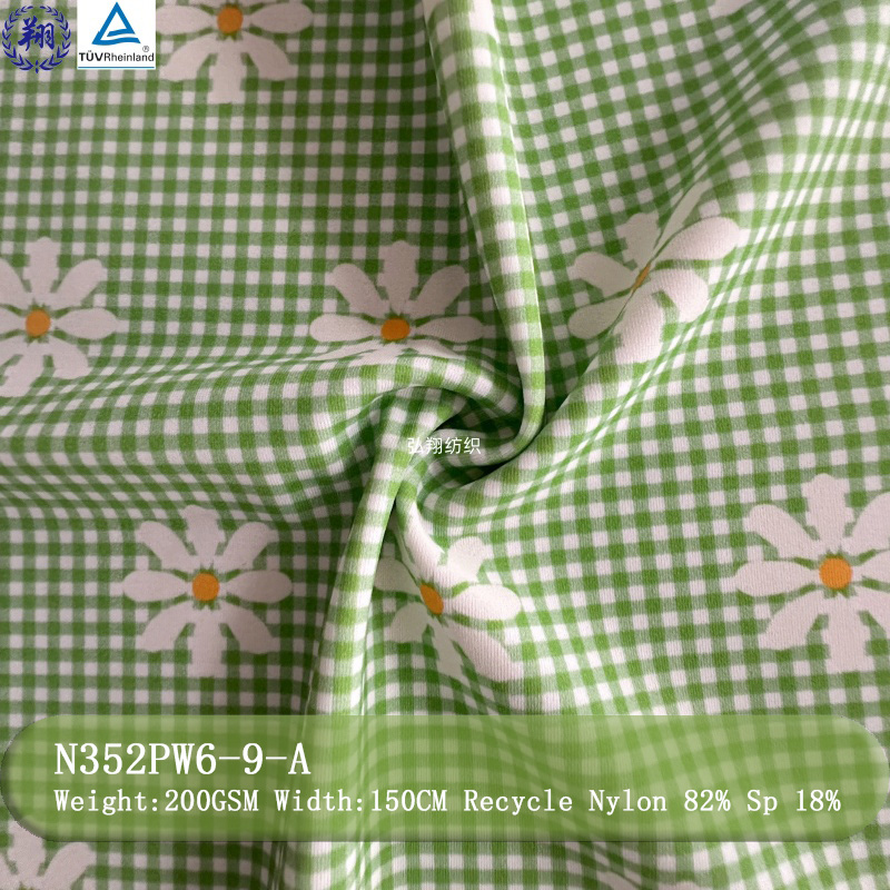 Top Quality Recycle Nylon Fabric 200GSM N352PW6-9-A 82% Recycle Nylon 18% Spandex  For Swimwear Fabric