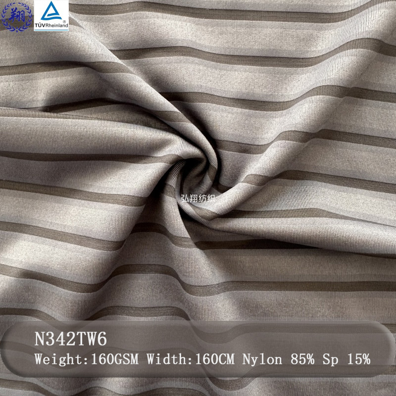 160GSM Metal Stripe Design N342TW6 85% Nylon 15% Spandex Fabric For Fashion Wear Sportswear