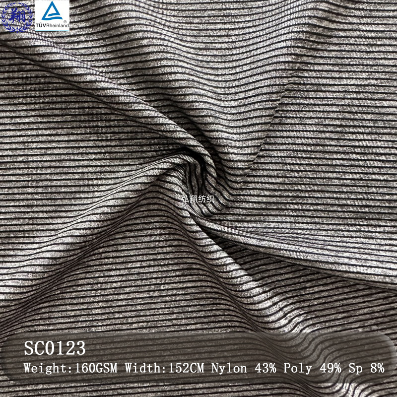 Stripes Fabric 160GSM SC0123 43% Nylon 49% Polyester 8% Spandex Fabric for Sportswear Underwear